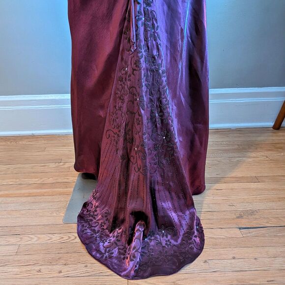 Vintage 90s Y2K Water Signs Prom Gown Maxi Dress Floral Glitter Whimsygoth 9/10 - Picture 7 of 14